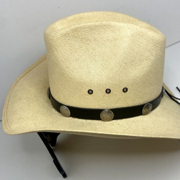 Scott Colburn Saddlery Cowboy Hat Genuine Shantung Buffalo Nickle Band 6-7/8 - Picture 1 of 10